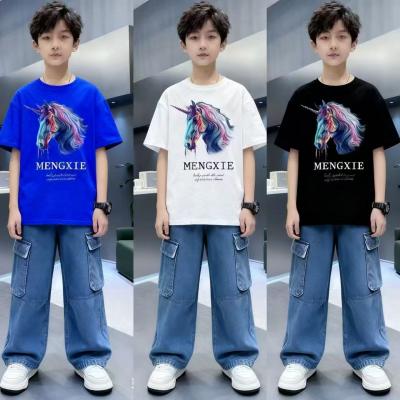 Unicorn Print Boys' Short Sleeve Cotton T-Shirt